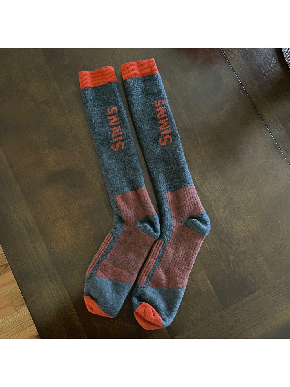 Simms Mens L Merino Thermal OTC Socks Carbon Darned Repair Flawed